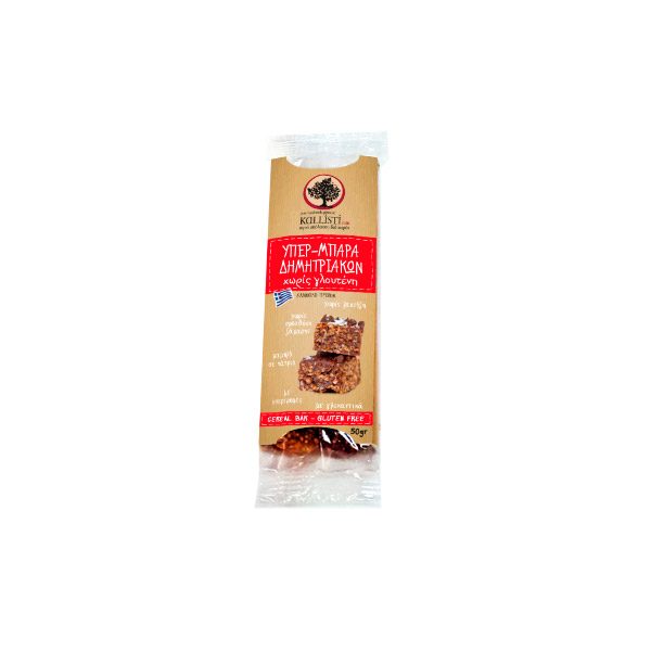 Kallisti Υπέρ-Μπάρα Δημητριακών Με Σοκολάτα Χωρίς Γλουτένη με Υπερτροφές 50g